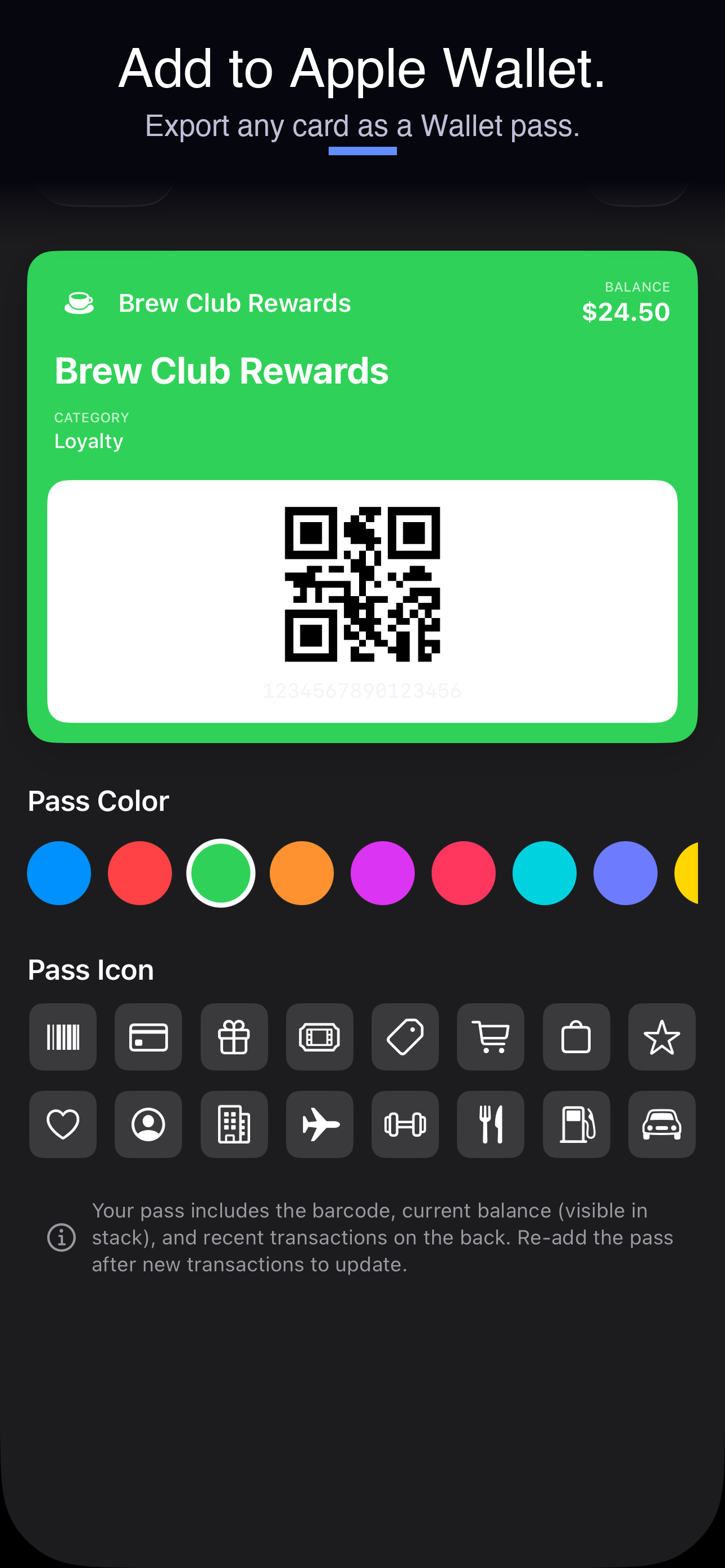 Card added to Apple Wallet